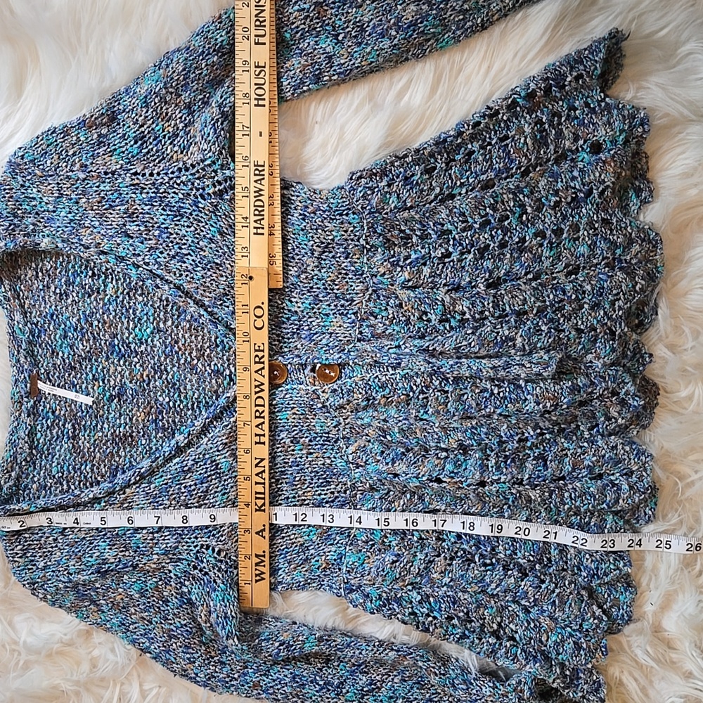 Free People Blue Knit Cardigan with Wooden Buttons - Picture 8 of 10